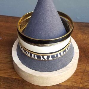 J Crew 3 Bangle Set Black, White, Zebra Enamel Bangles